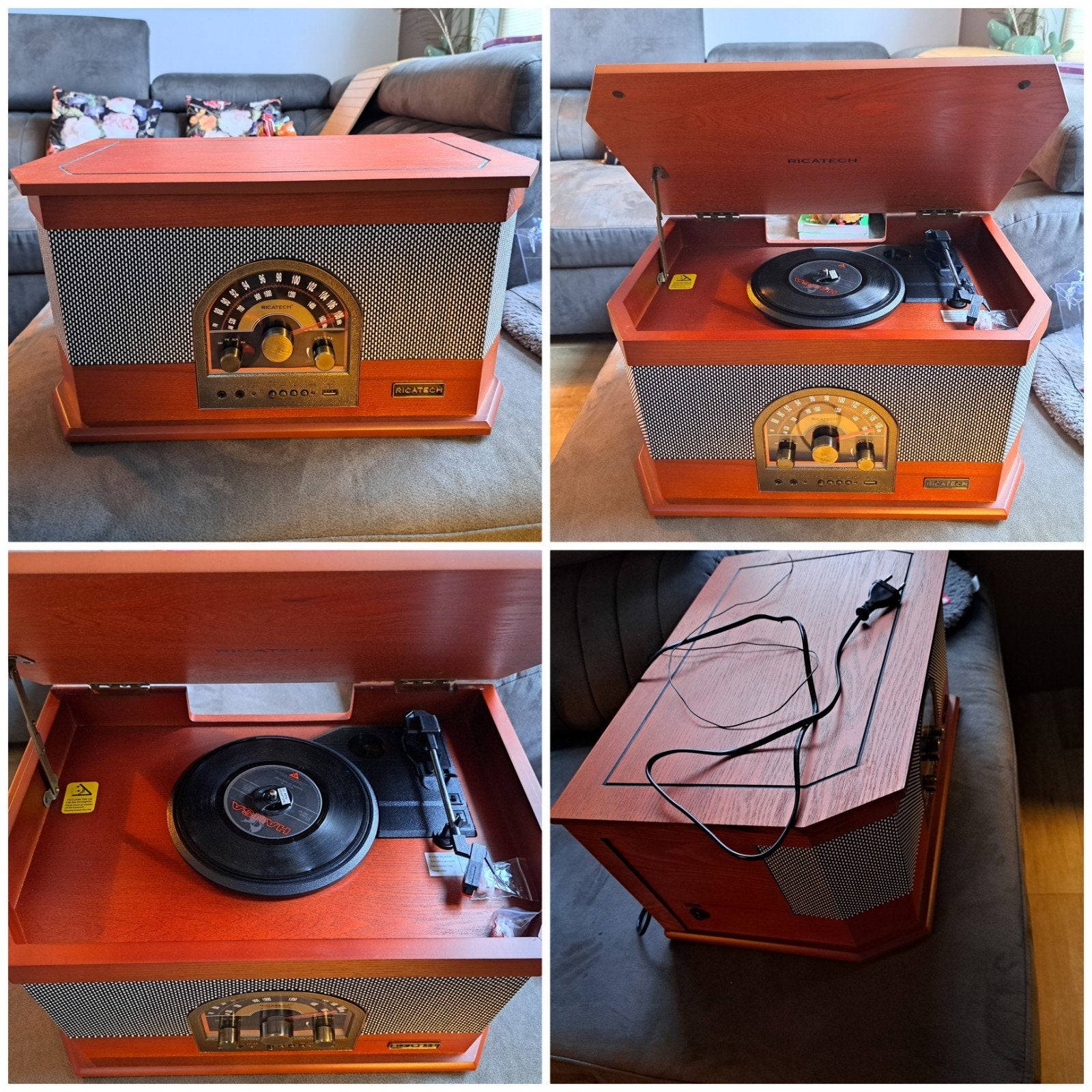 Ricatech Platen speler vintage stijl met o.a. radio/ aux, Ophalen