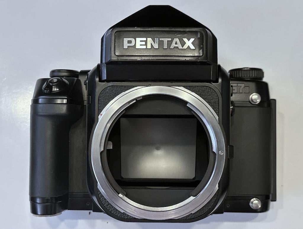 Pentax 67 II + 90mm f/2.8 + AE Prism Finder + Opklapzoeker, Ophalen, Gebruikt, Spiegelreflex, Pentax