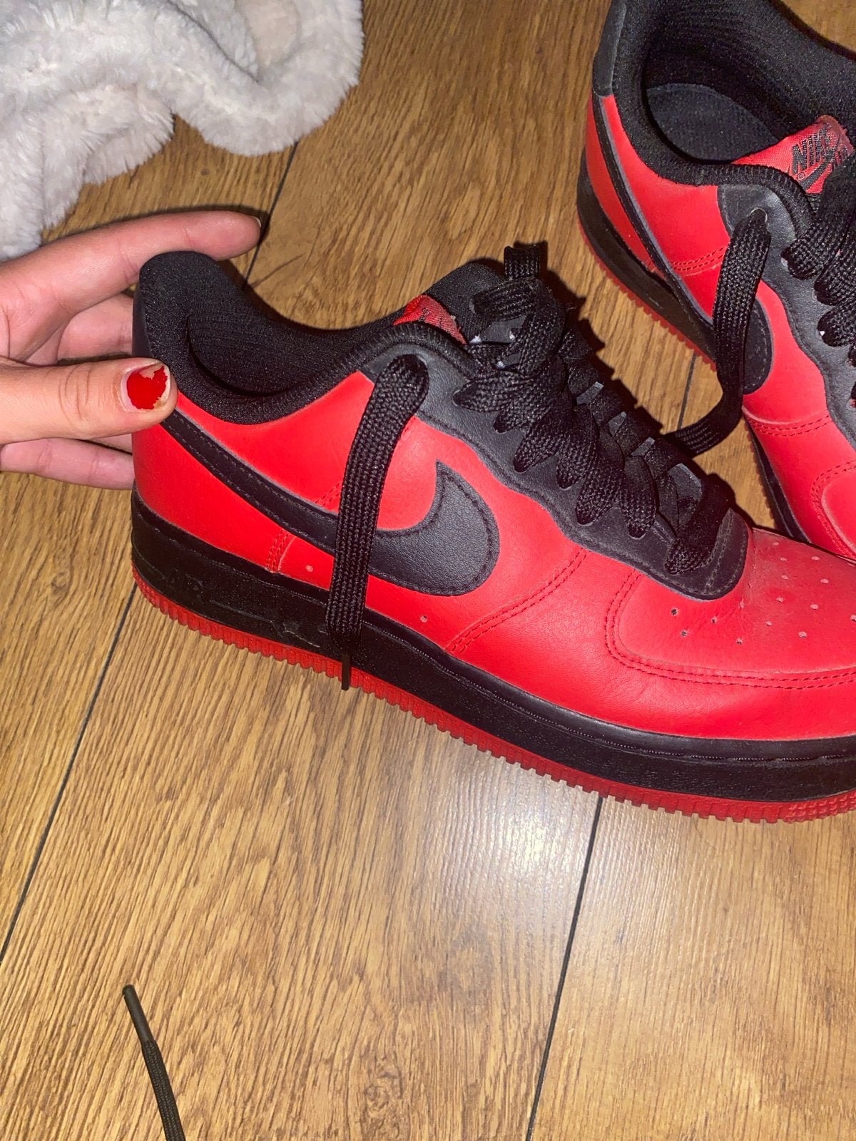 Nike Air Force 1 Low Rood Zwart Sneakers, Ophalen, Gedragen, Rood, Sneakers of Gympen