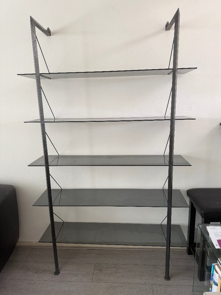 Vintage jaren '80 ikea wandrek glas/metaal, Ophalen, Gebruikt