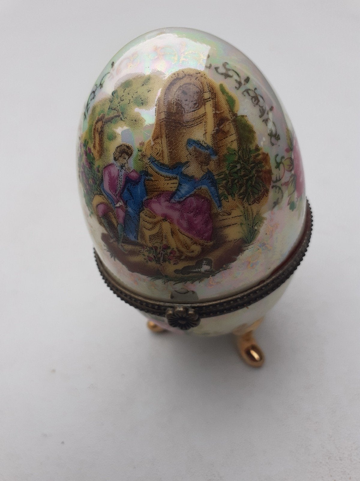 Set van 5 decoratieve porseleinen eieren met standaard, Antiek en Kunst, Ophalen