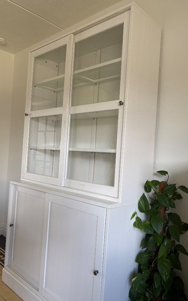 HAVSTA vitrinekast wit, Ophalen, 100 tot 150 cm, 200 cm of meer, Glas