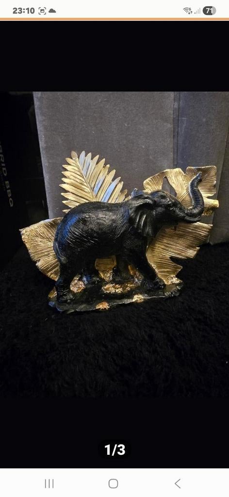 Mooi decoratief olifantenbeeld met gouden accenten. Nieuw., Ophalen of Verzenden, Nieuw, Dier