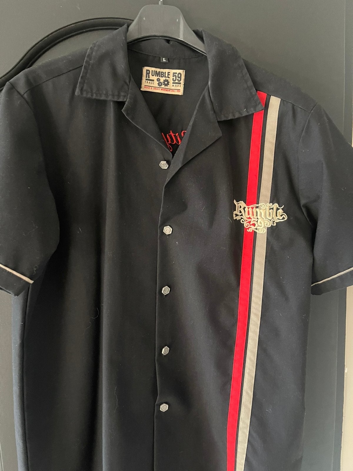 Bowling rockabilly shirt  /rumble 59, Ophalen of Verzenden, Zo goed als nieuw, Halswijdte 41/42 (L)