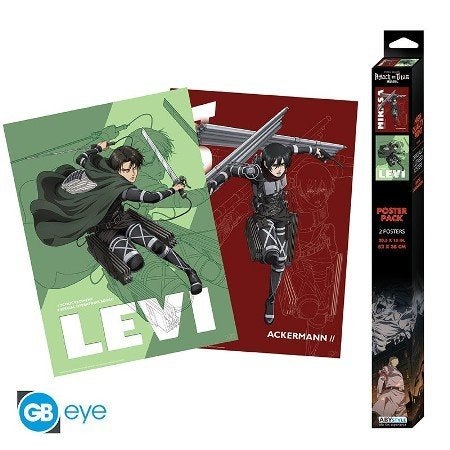 Attack on Titan chibi poster set Levi & Mikasa, Rechthoekig Staand, Nieuw, Ophalen of Verzenden, A1 t/m A3