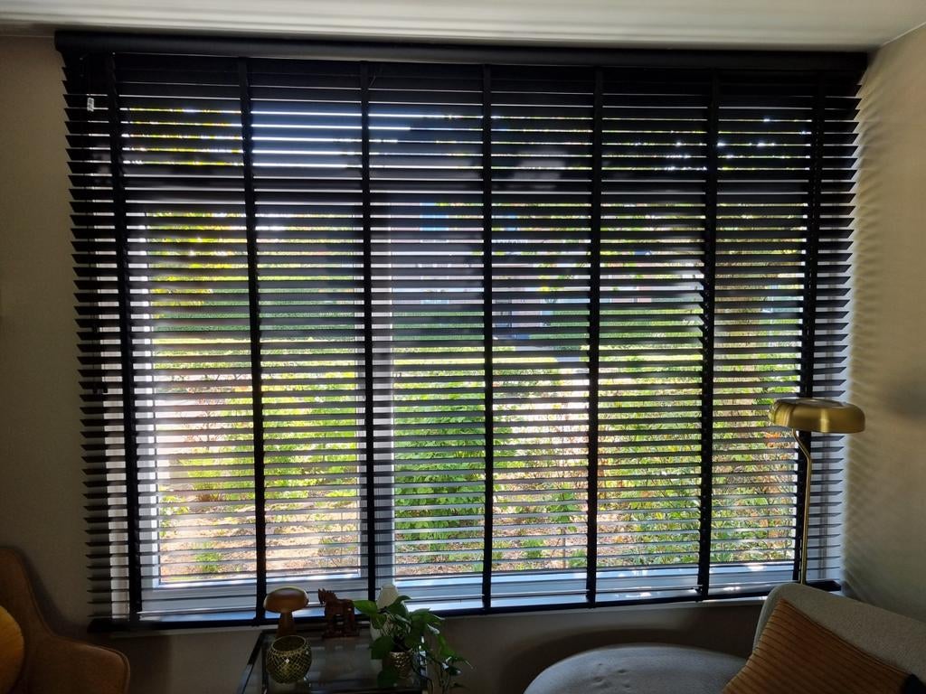 Jaloezieën set: Woonkamer, Slaapkamer (2x) en Badkamer, Huis en Inrichting, Gebruikt, 200 cm of meer, Zwart, Ophalen of Verzenden