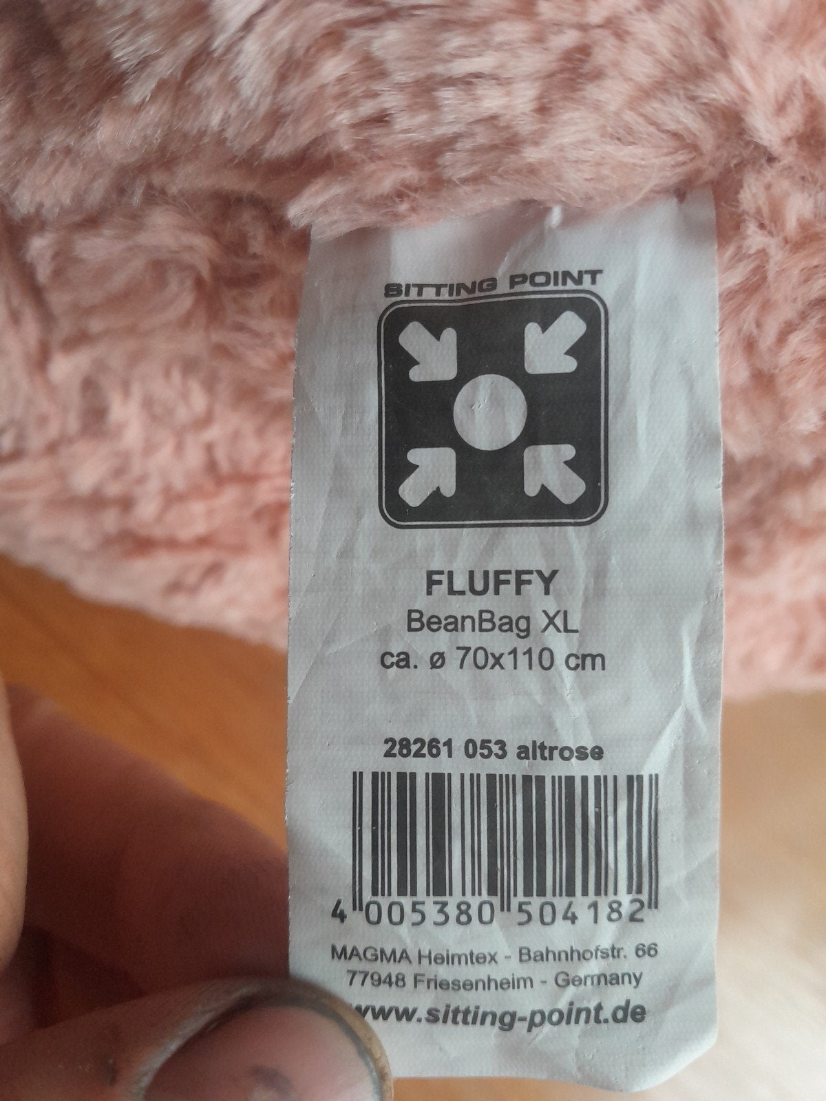 Roze Fluffy Zitzak XL - Sitting Point BeanBag, Huis en Inrichting, Zitzakken, Ophalen, Zo goed als nieuw, Roze, Zitzak