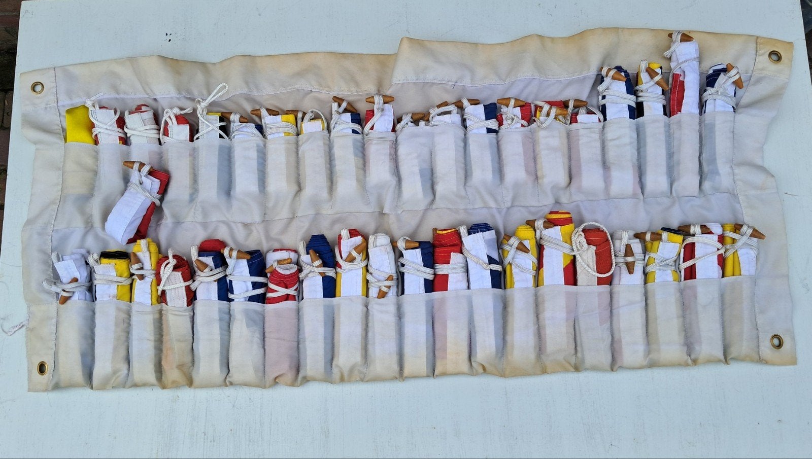 Set internationale maritieme seinvlaggen met canvas, Verzamelen, Ophalen, Gebruikt