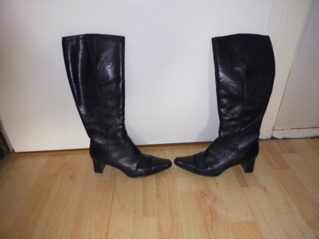 Schoenen laarzen Leer hoog 43 cm Tamaris maat 38, Tamaris, Hoge laarzen, Zwart, Nieuw
