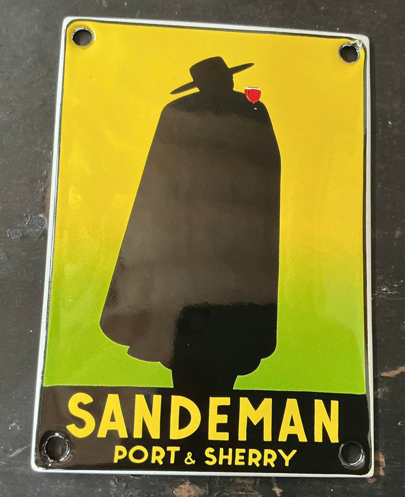 Emaille bordje SANDEMAN formaat deurpostje, Ophalen of Verzenden, Gebruikt, Reclamebord