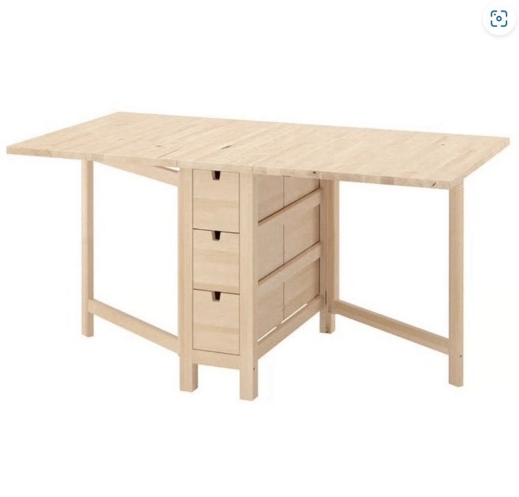 Ikea Norden klaptafel/eettafel/bureau compact houten tafel, Ophalen, Gebruikt, 100 tot 150 cm, 50 tot 100 cm