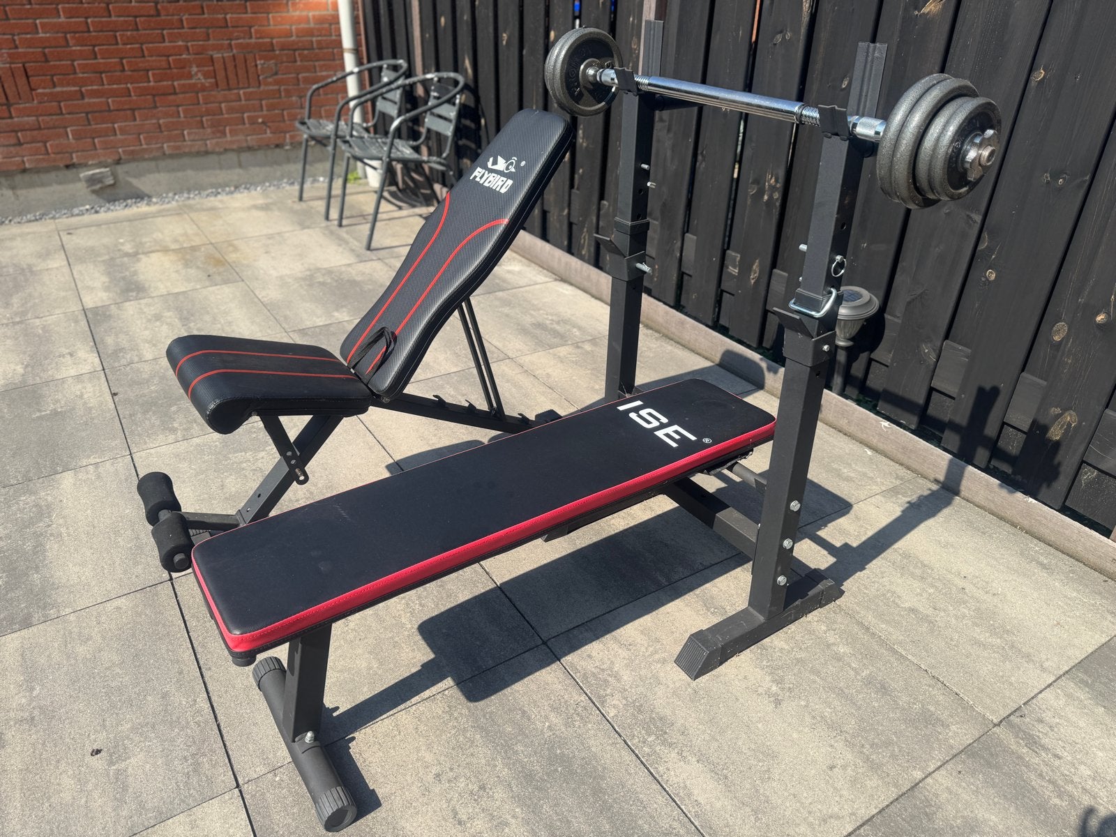 halterbank set ISE SY-544-BK+Flybird verstelbare bank, Ophalen, Gebruikt, Armen, Fitnessbank