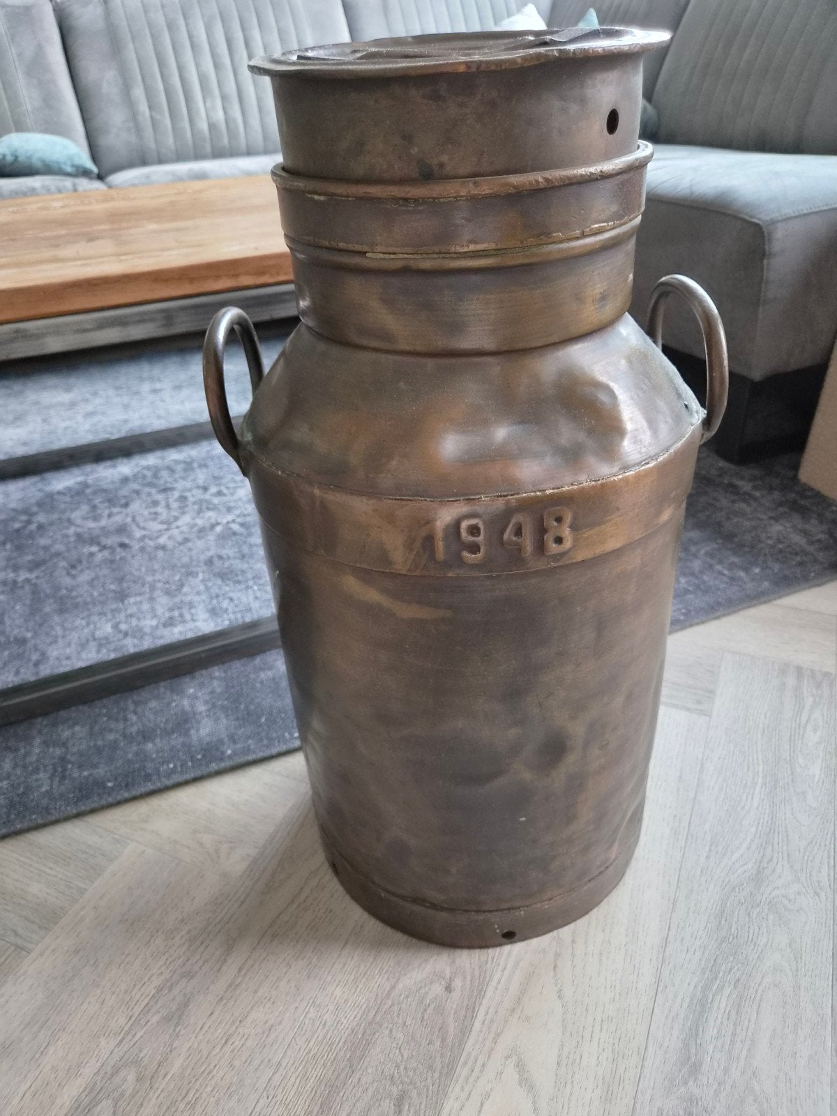 Grote vintage melkbus - messing - landelijke decoratie, Ophalen, Gebruikt