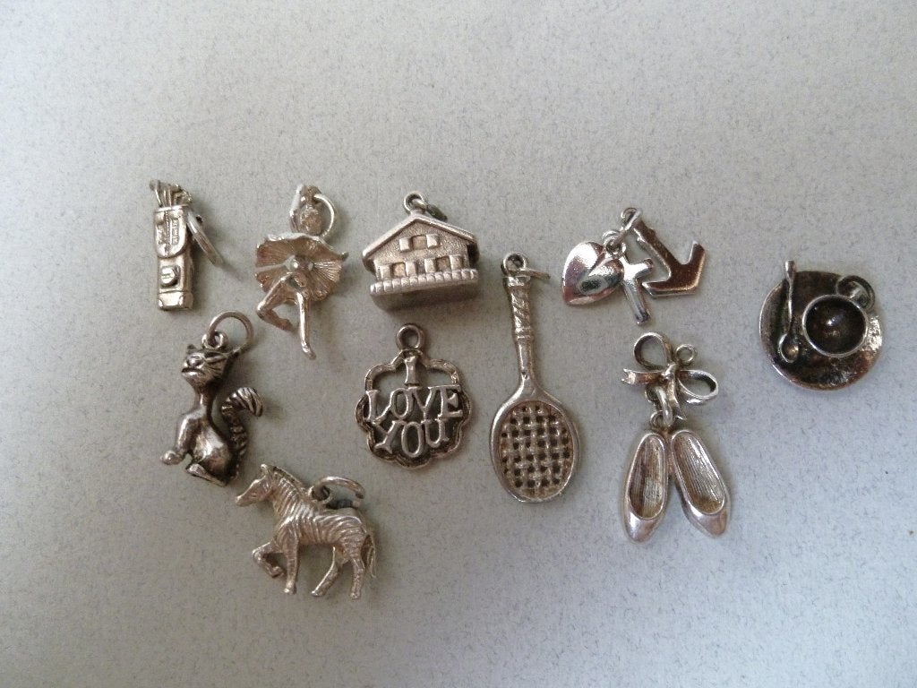 Verschillende oude bedels zilver Poes Zebra Danseres, Verzenden, Zilver, Hanger