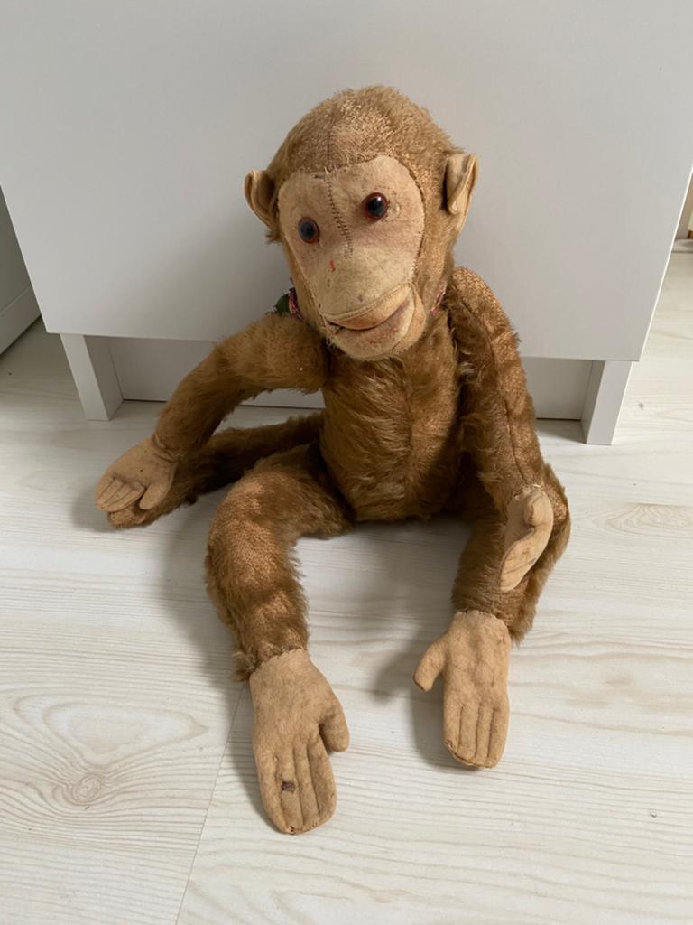 Vintage knuffel aap, Ophalen of Verzenden, Gebruikt, Bruin, Aap
