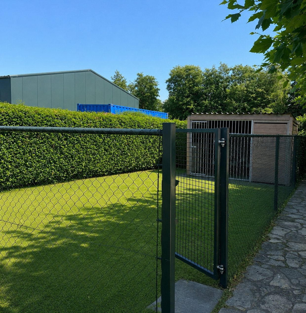 Complete kennel met overdekt (nacht)verblijf, goede staat!, Ophalen, Hondenkennel, 100 cm of meer, 110 cm of meer