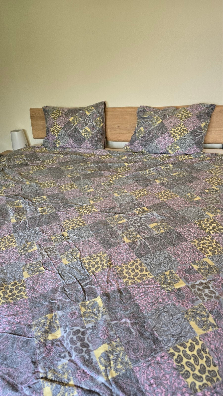 Vintage patchwork dekbedovertrek set jaren 90 - 180x200 cm, Katoen, Tweepersoons, Ophalen of Verzenden, Overige merken