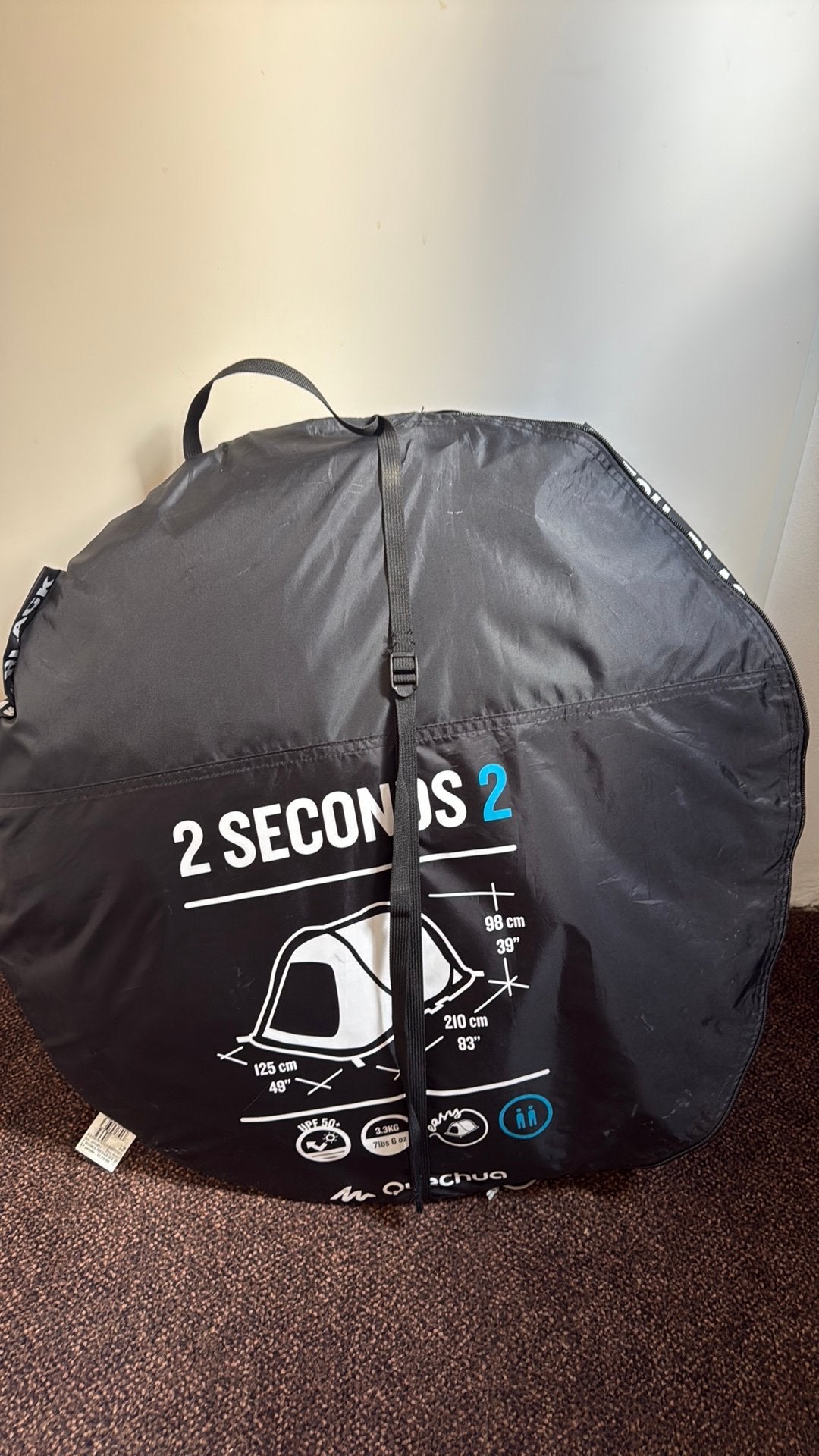 Pop-up tent 2 Seconds Fresh & Black, defecte stok, Caravans en Kamperen, Ophalen, Gebruikt, Tot en met 2