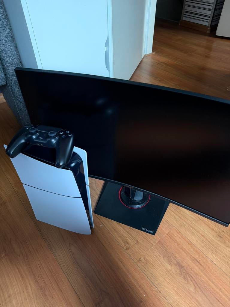 Playstation 5 Digital Edition + Asus Curved Monitor, Ophalen, Gebruikt, Playstation 5 Digital