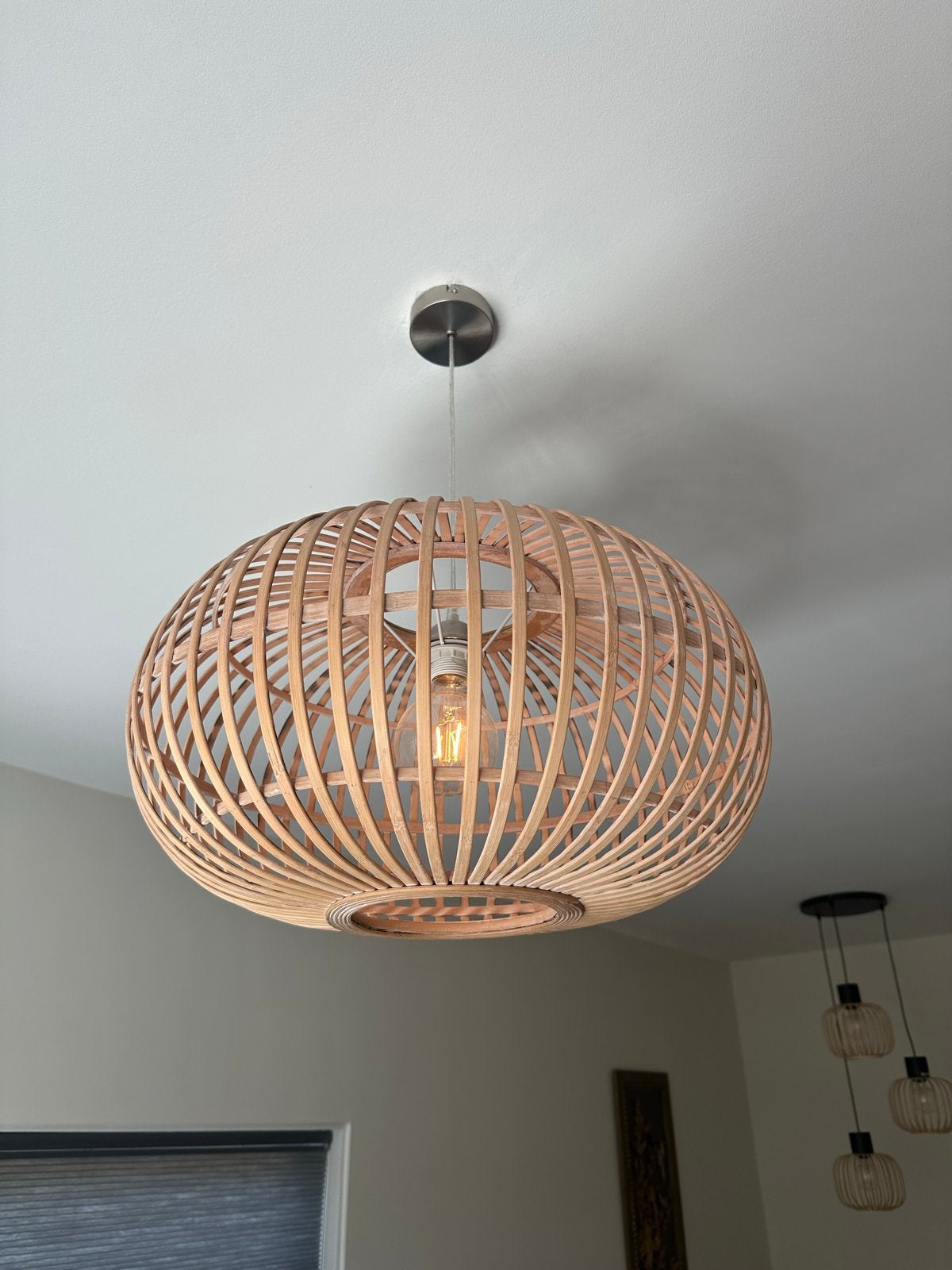 Indy lamp Karwei, 55cm, zo goed als nieuw, incl. Ikea lamp, Ophalen, Zo goed als nieuw, Hout, E27 (groot)