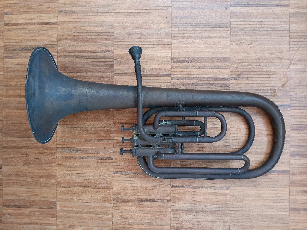 Oude koperen bariton uit fanfare, Ophalen of Verzenden, Gebruikt, Koperblazer