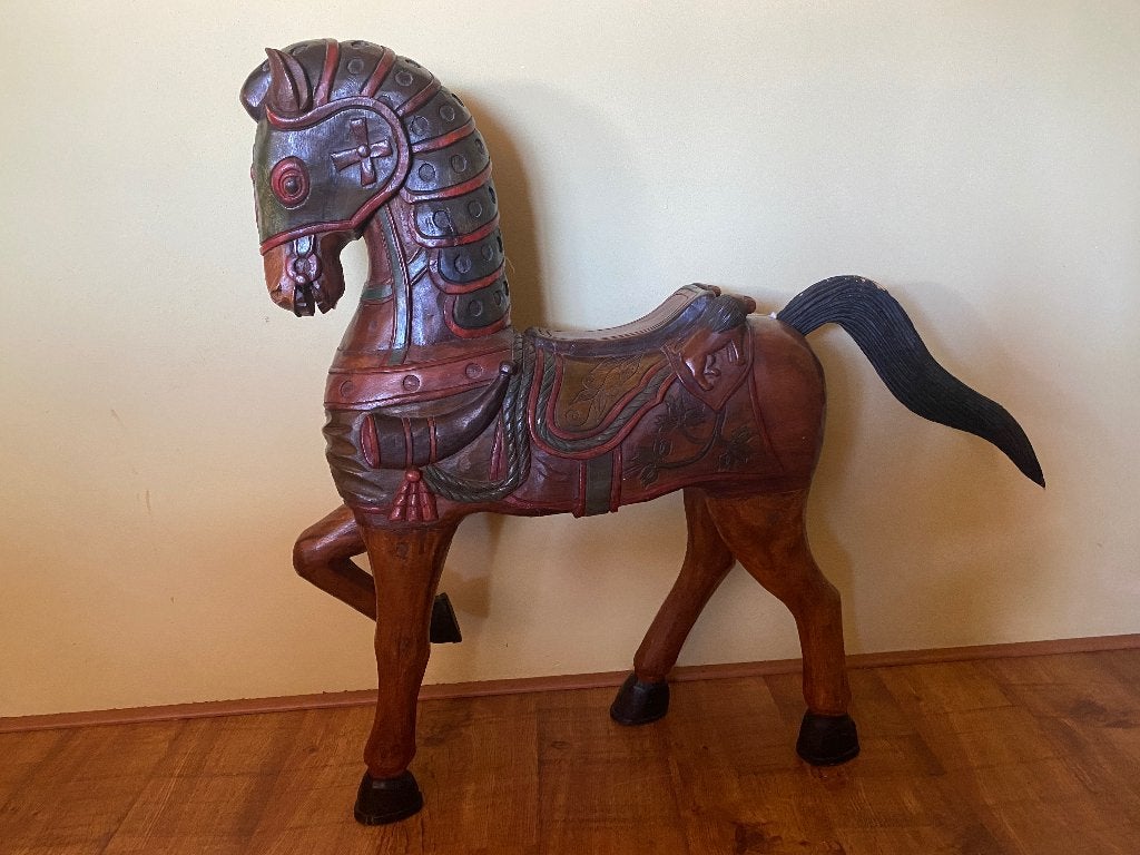 Houten paard, Antiek en Kunst, Ophalen, Houtsnijwerk, Zoogdier, 1 meter - 2 meter