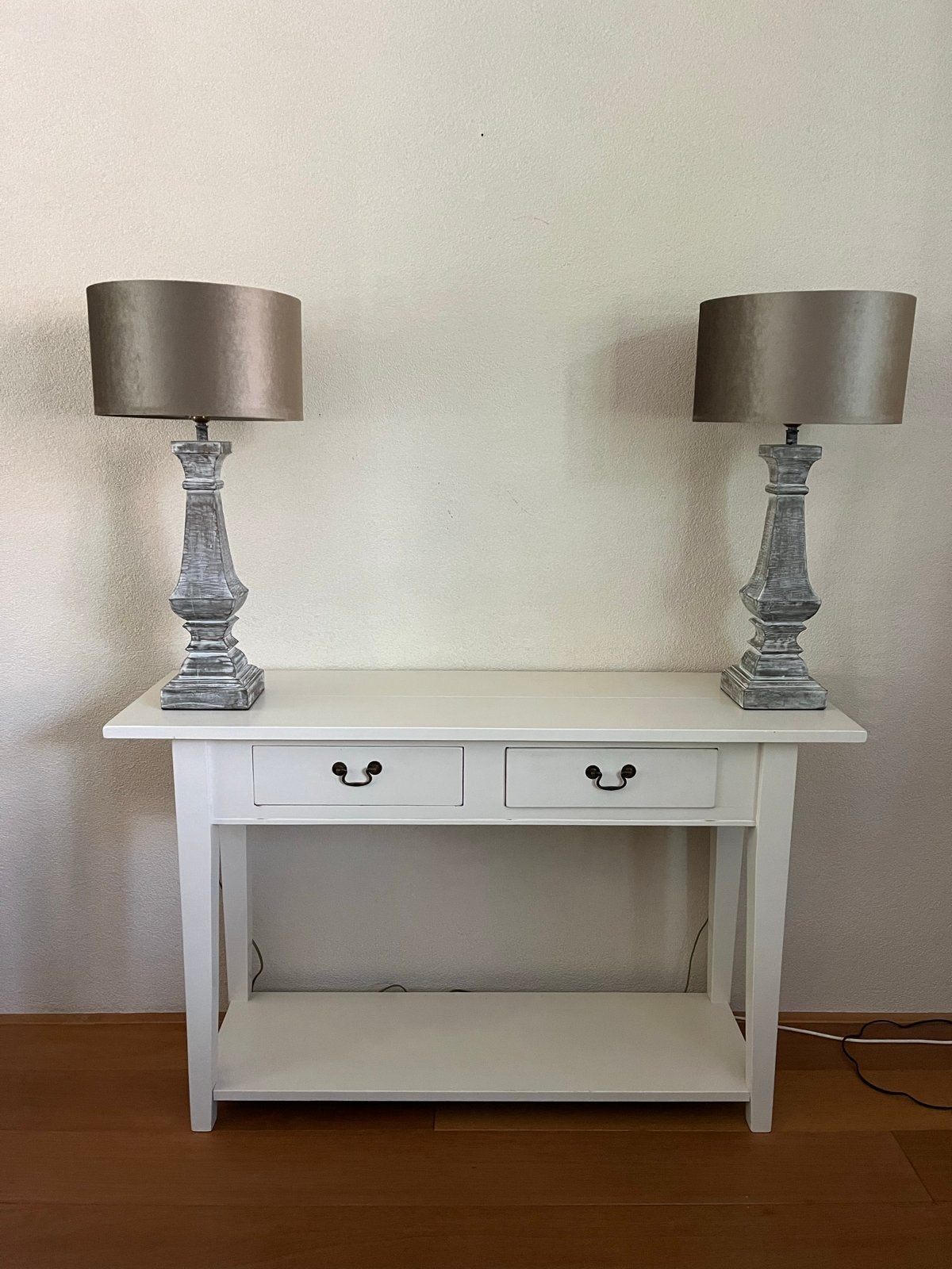 Witte sidetable met lades en plank - 130x40x80 cm, Ophalen, Gebruikt, 100 tot 150 cm, 25 tot 50 cm