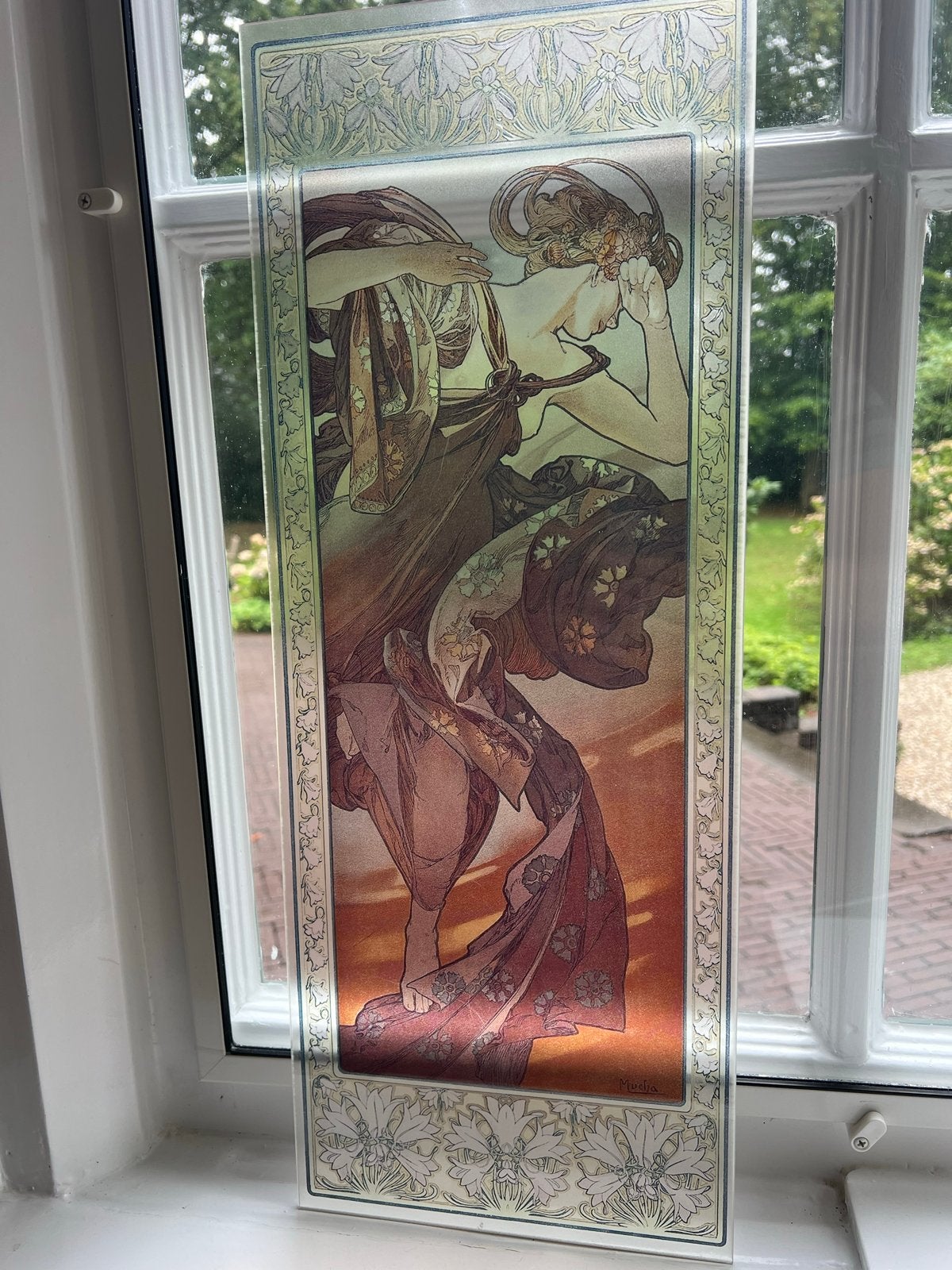 Avondster – Alphonse Mucha op glashelder plexiglas, Ophalen of Verzenden