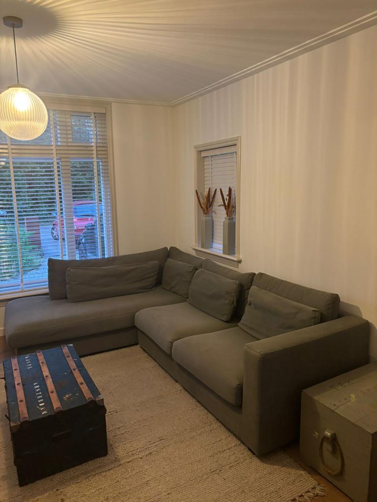 UMIX hoekbank Chelsea - Olijfgroen, Huis en Inrichting, Banken | Bankstellen, Ophalen, 250 tot 300 cm, Gebruikt, Hoekbank