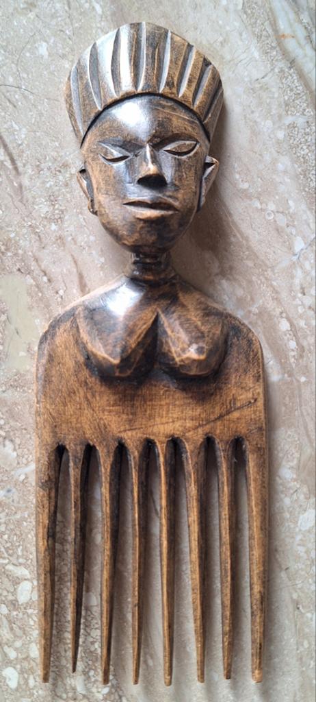Handgemaakte haarkam, Ghana.Ashanti vruchtbaarheidskam., Antiek en Kunst, Ophalen of Verzenden