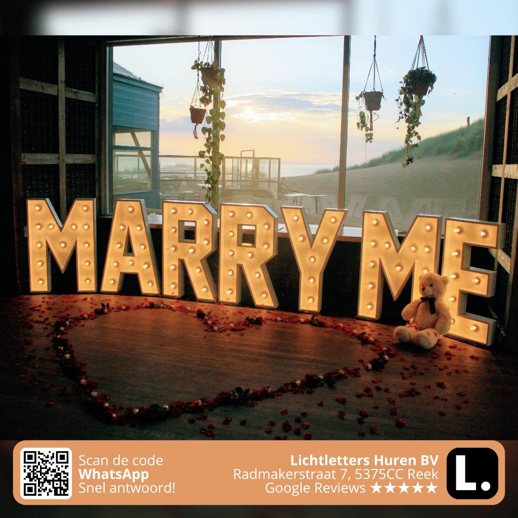 MARRY ME lichtletters huren | aanzoek / proposal, Ophalen of Verzenden, Nieuw, Valentijn of Romantisch