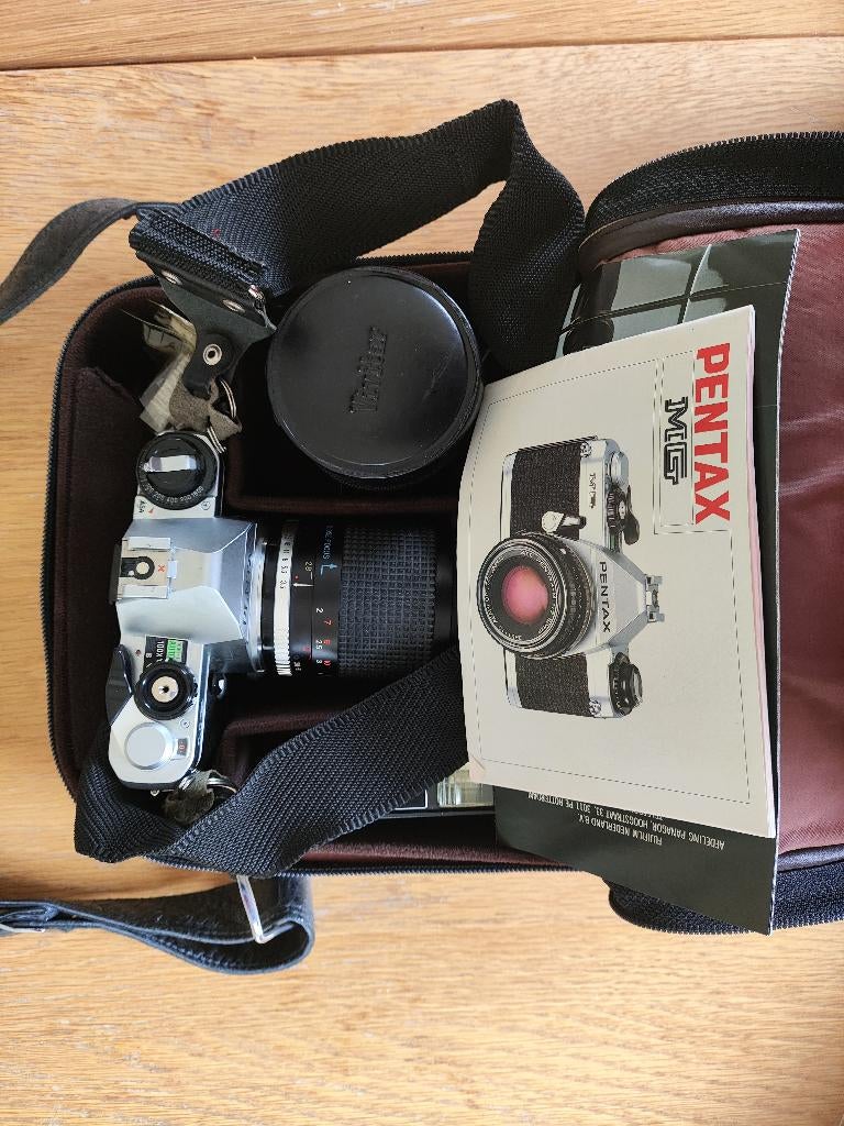 Fototoestel Pentax MG, flash, Panagor obj, Vivitar Teleconv., Audio, Tv en Foto, Fotocamera's Analoog, Gebruikt, Compact, Overige Merken