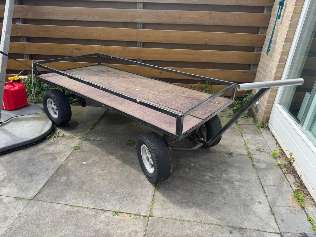 Stevige transportkar (platte kar, bolder kar) met 4 wielen, Ophalen, Gebruikt