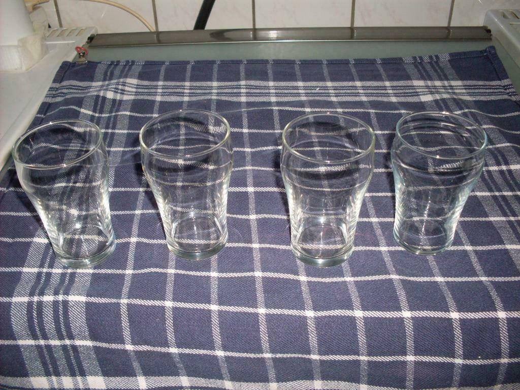 4 gave retro zestiger jaren frisdrank glazen, Ophalen, Glas of Glazen, Gebruikt, Glas