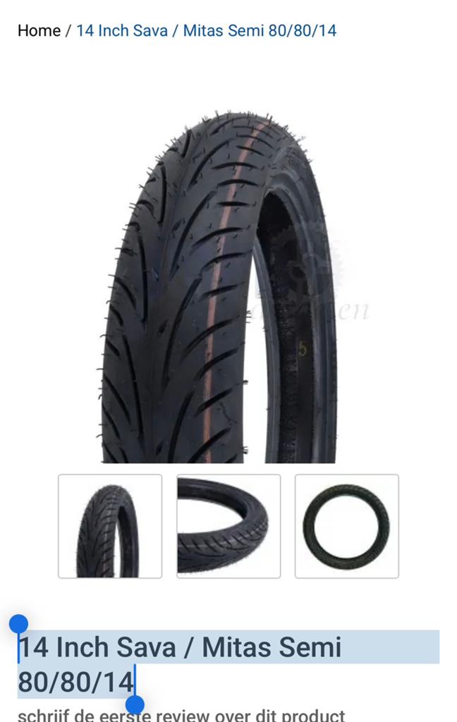 14 Inch Sava / Mitas Semi 80/80/14, Ophalen, Nieuw, Band, Rubber