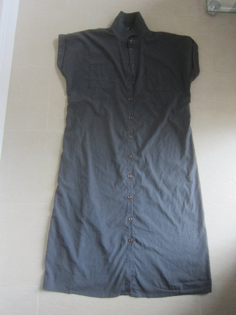 Casual Lange Jurk Overhemd Stijl voor Vrouw maat 42 grijs, Maat 42/44 (L), Ophalen of Verzenden, Grijs, Onder de knie