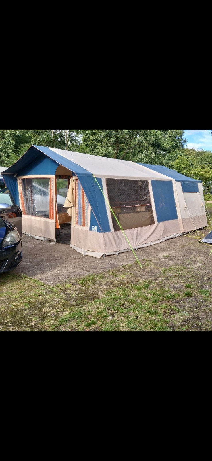 Conway Cortina Ruime vouwwagen met voortent, Caravans en Kamperen, Vouwwagens, Ophalen, Blauw, Tot en met 4, Overige merken