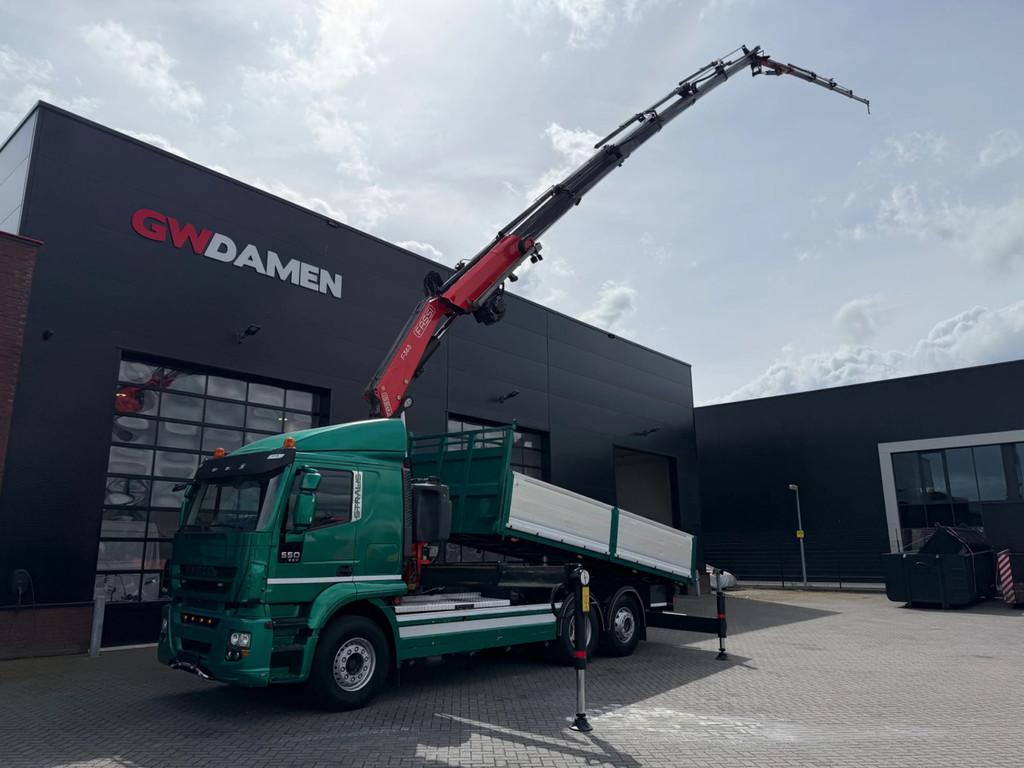 Iveco Stralis 500 6x2 3 Way tipper Fassi 365+Flyjib ,winch, Auto's, Vrachtwagens, Particulier, ABS, Airconditioning, Alarm, Bluetooth