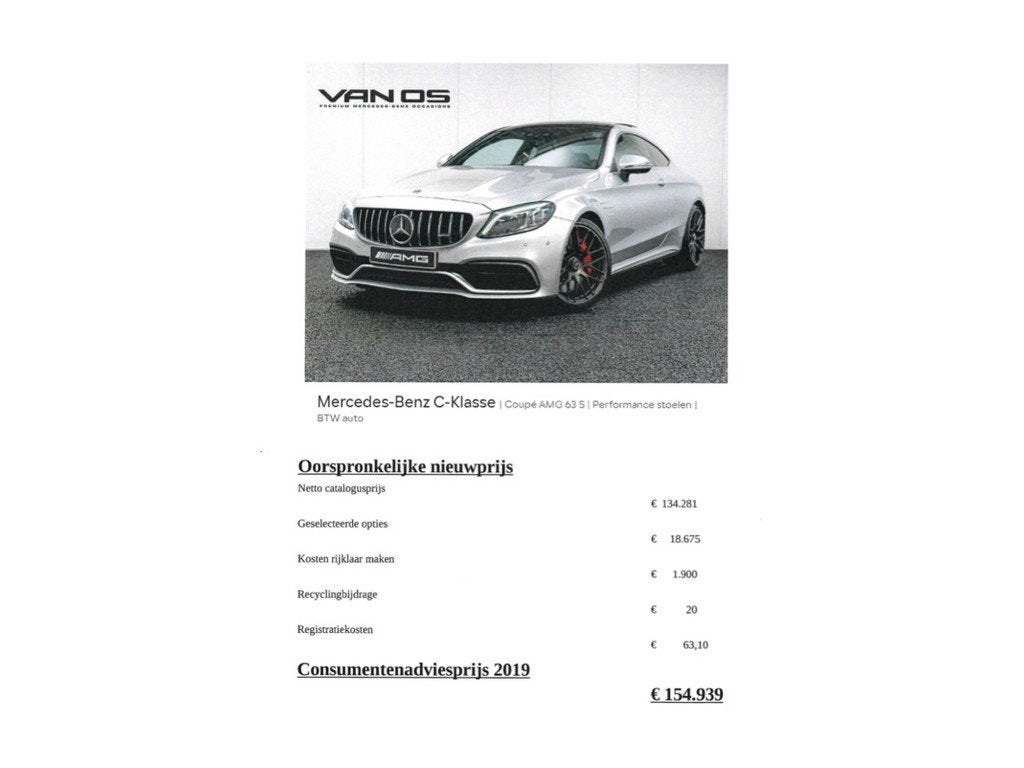 Mercedes-Benz C-Klasse Coupé AMG 63 S | Performance stoelen, Gebruikt, 510 pk, 4 stoelen, Leder