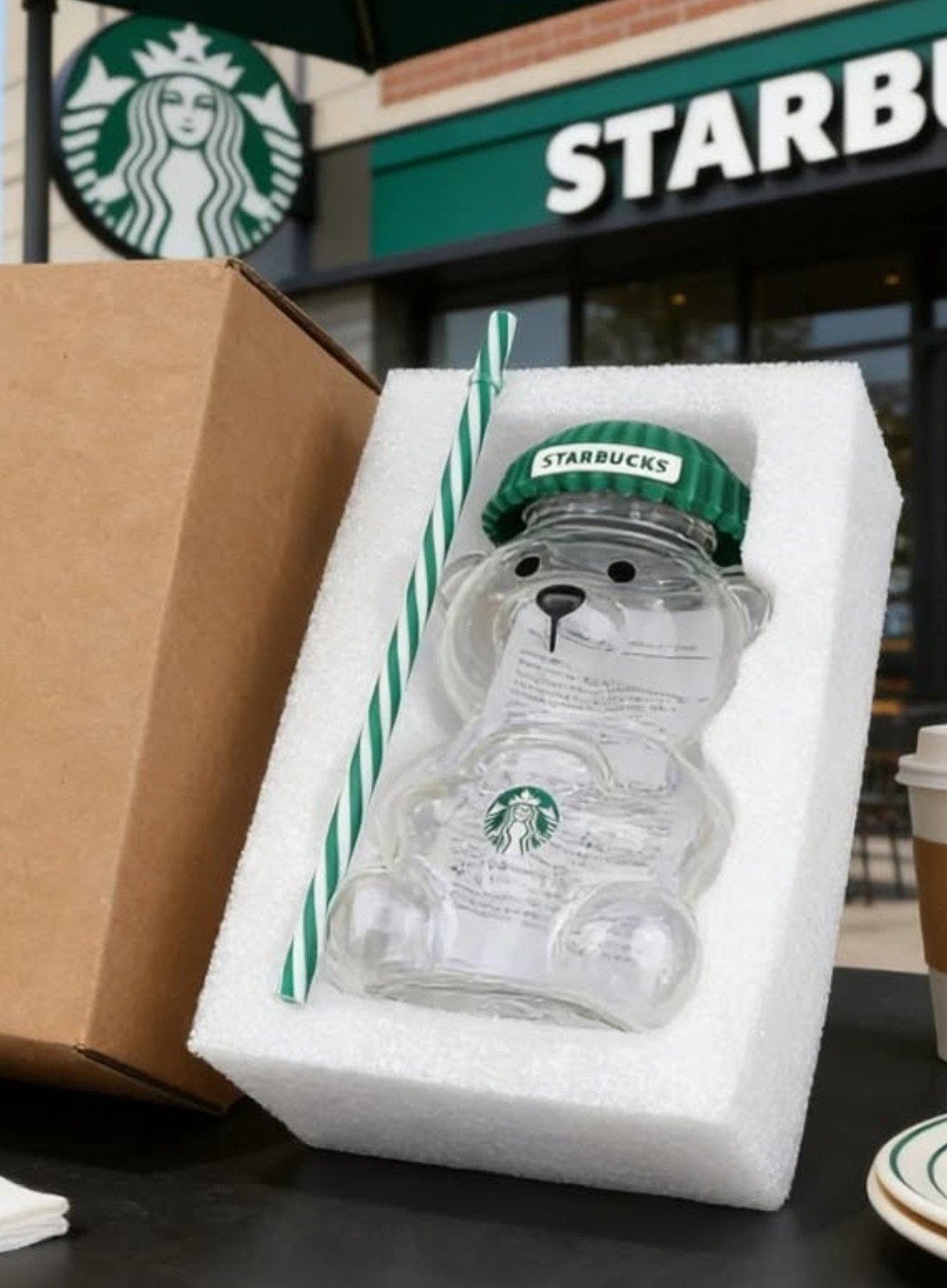 Starbucks Bearista Glazen Beker met Rietje, Meerkleurig, Nieuw, Ophalen of Verzenden, Modern