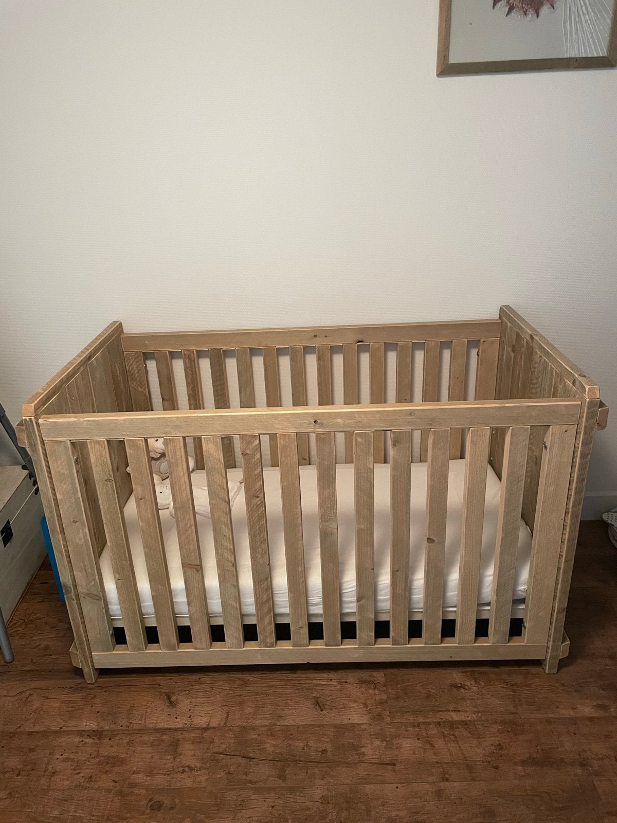 Steigerhouten Babybedje en Commode Set, Ophalen, Gebruikt, 70 tot 85 cm, 140 tot 160 cm