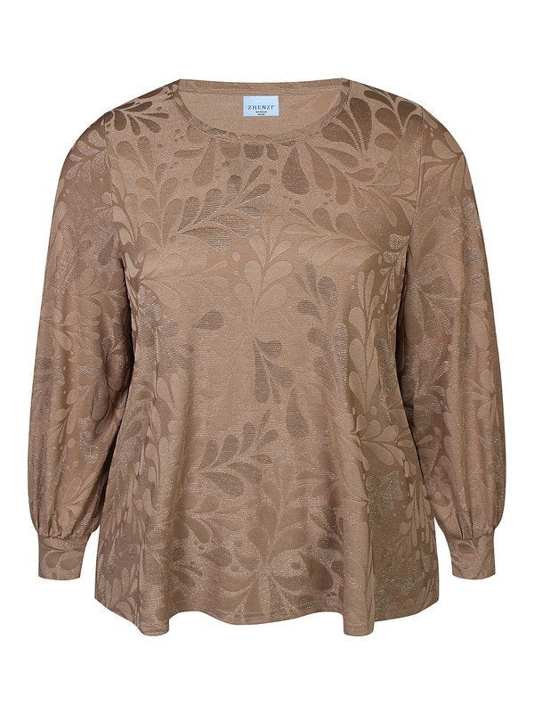 Beige glans longsleeve Maida van Zhenzi Maat 50/52 L, Z, Zhenzi, Z, Nieuw
