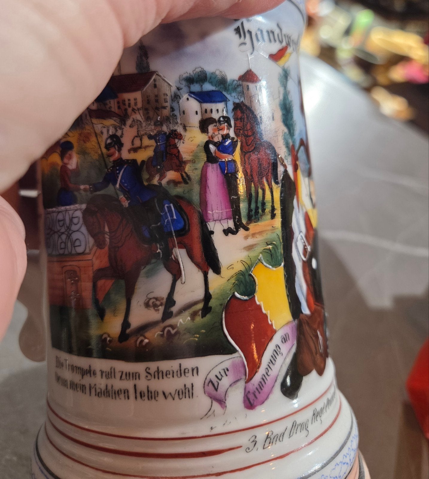 Antieke Duitse Bierpul reservisten, Antiek en Kunst, Ophalen of Verzenden