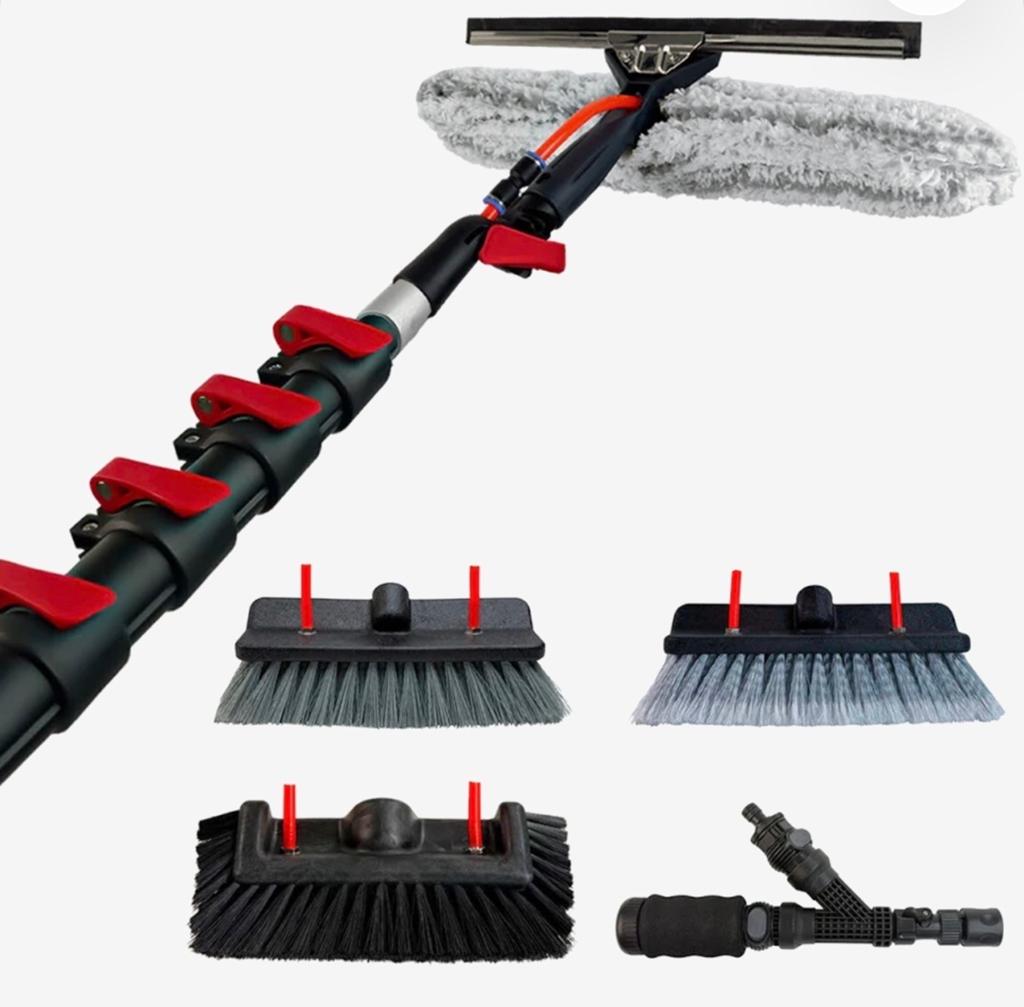 Aquatila telescoopsteel met waterdoorvoer & wasborstel., Ophalen, Raamwisser of Trekker