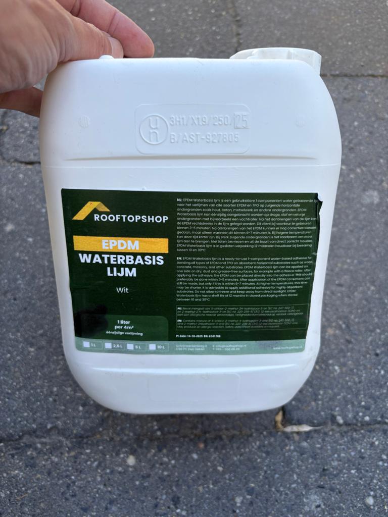 Rooftopshop EPDM Waterbasis Lijm - Wit, Doe-het-zelf en Verbouw, Dakpannen en Dakbedekking, Ophalen of Verzenden, Zo goed als nieuw