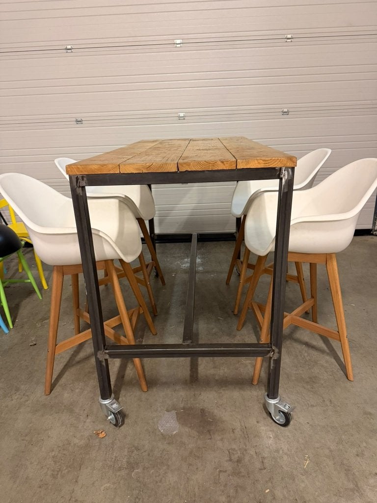 Tafel met stoelen ( BAR model ), Huis en Inrichting, Gebruikt, Bruin, Vier, Hout