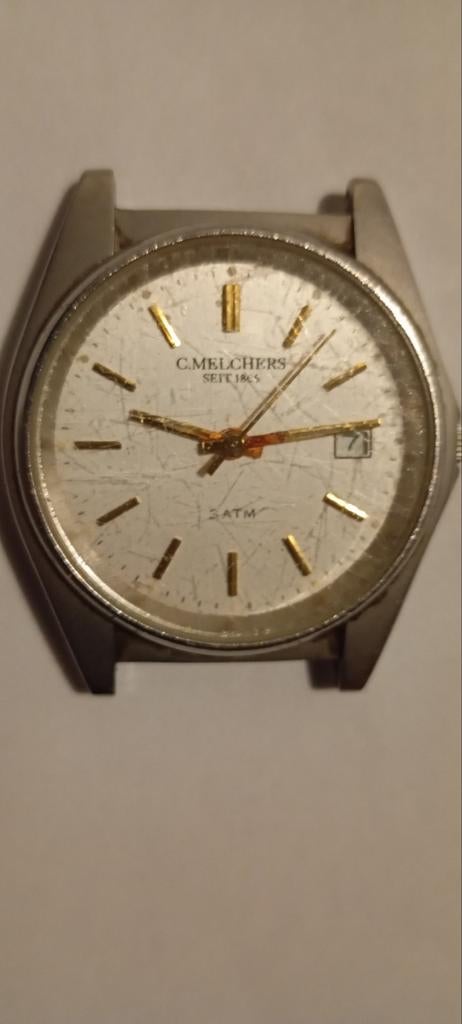 vintage heren horloge C. Melchers om op te knappen, Ophalen of Verzenden, Zo goed als nieuw, Leer, Overige merken