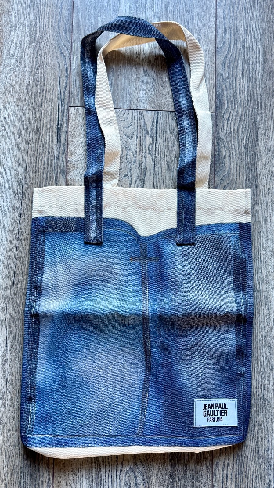 Jean Paul Gaultier Parfums Denim Tote Bag, Ophalen of Verzenden, Nieuw, Blauw, Shopper