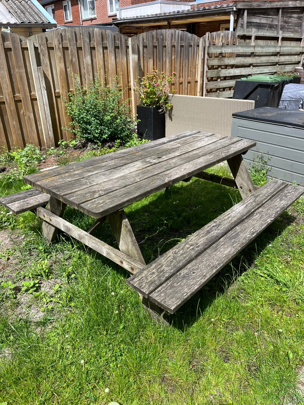 Picknick tafel, Tuin en Terras, Picknicktafels, Ophalen, Gebruikt, Rechthoekig, Hout