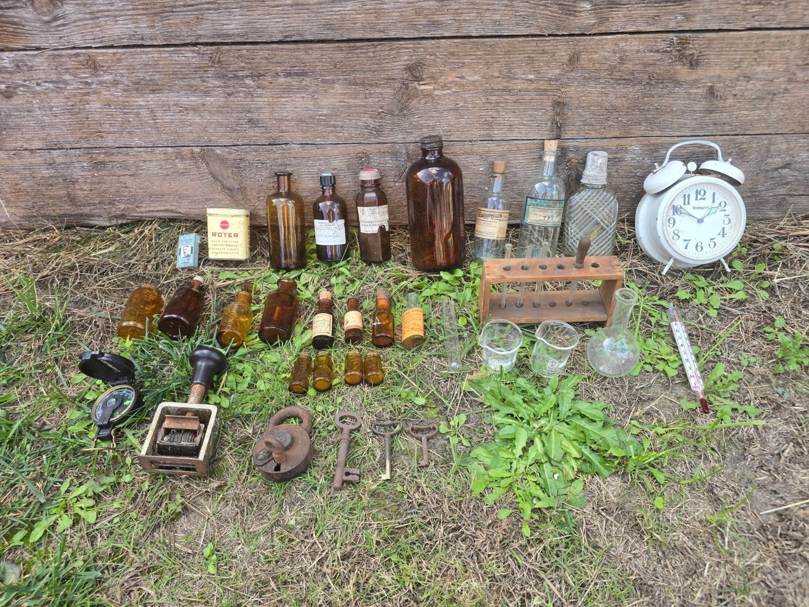 Diverse artikelen zoals apothekers flesjes, oude labzaken, Antiek en Kunst, Ophalen